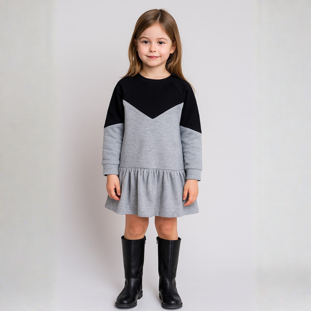 Terry cotton Full Sleeves Double Color Dress
