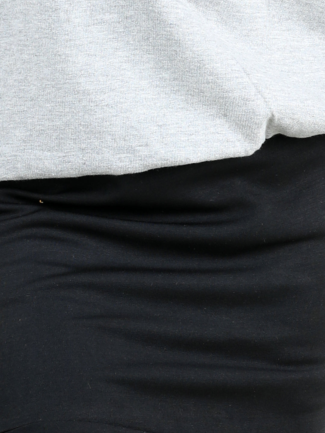 Full Sleeves Frill Detailed & Lace Embellished Sweatshirt With Flounce Bottom Designed Pencil Skirt - Grey