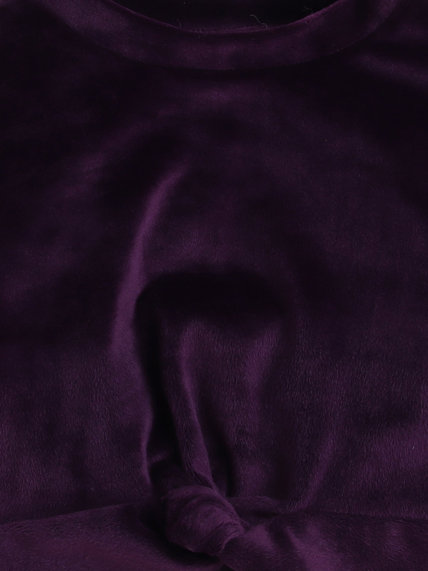 Velvet Full Sleeves Solid Crop Top & Pajama Set - Purple