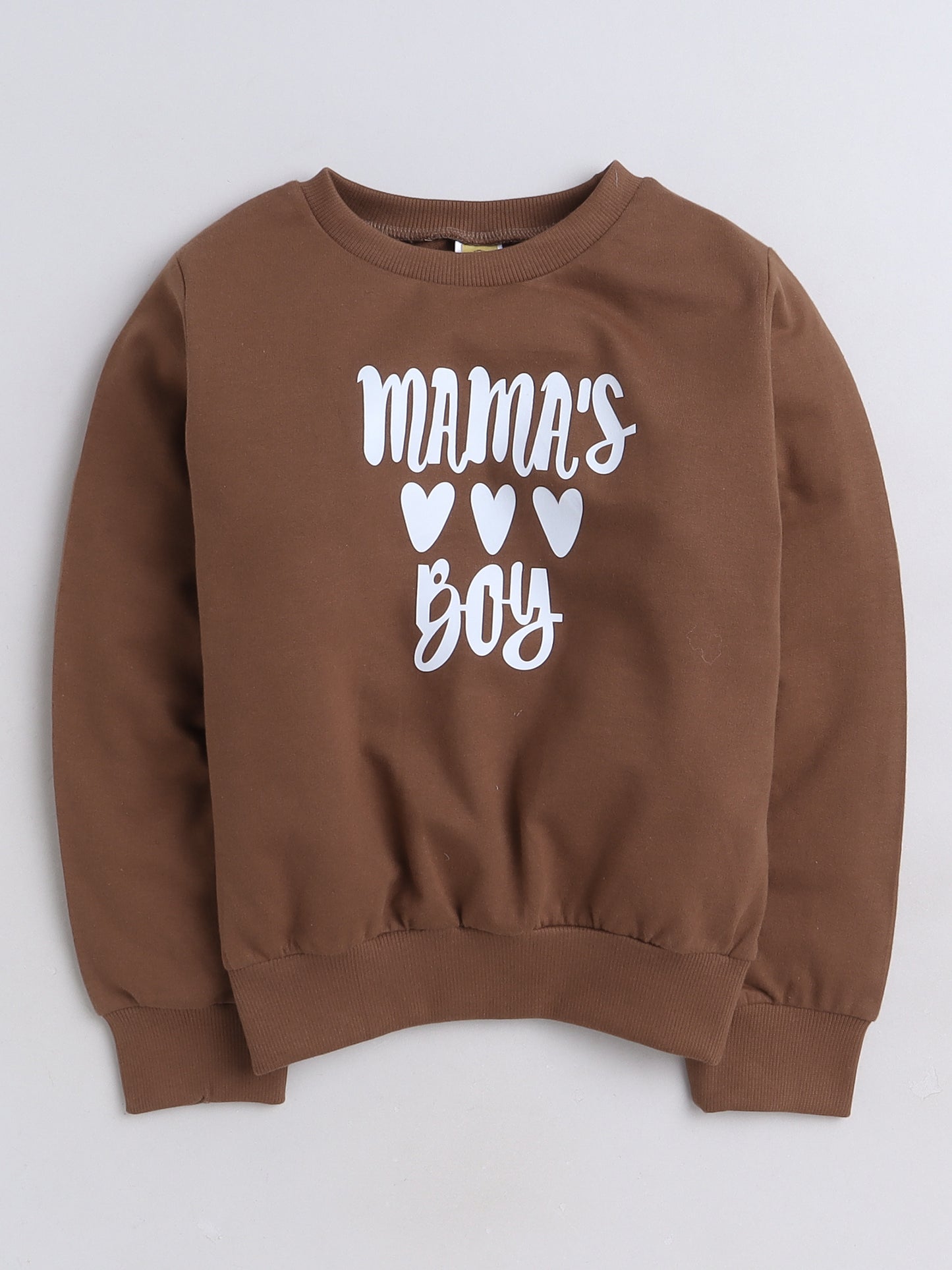 Full Sleeves Mamas Boy Text Printed Cotton Terry Autumn Winter Sweatshirt