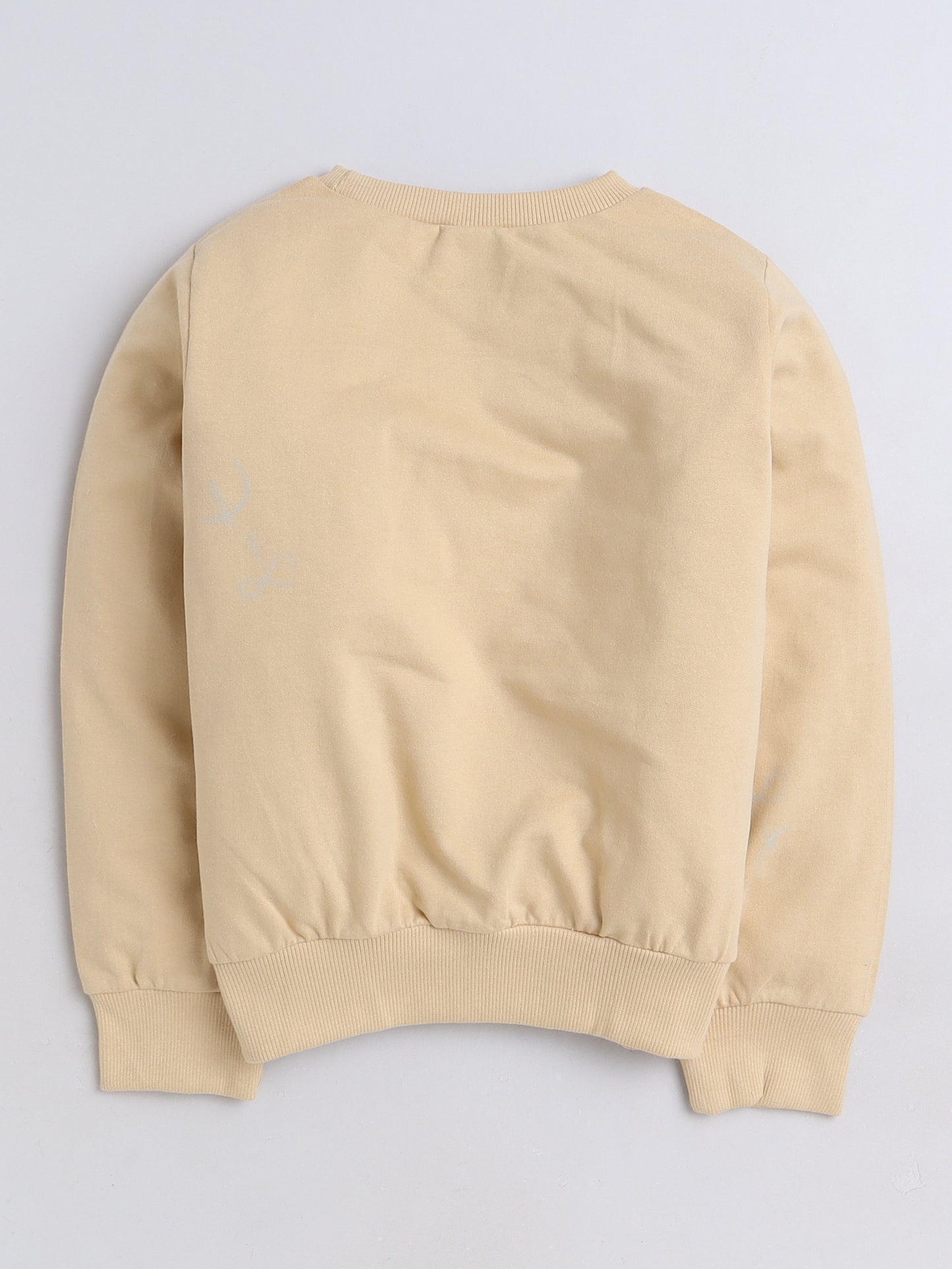 Aww Hunnie Full Sleeves Placement Wild Child Text Printed Cotton Terry Autumn Winter Sweatshirt - Beige