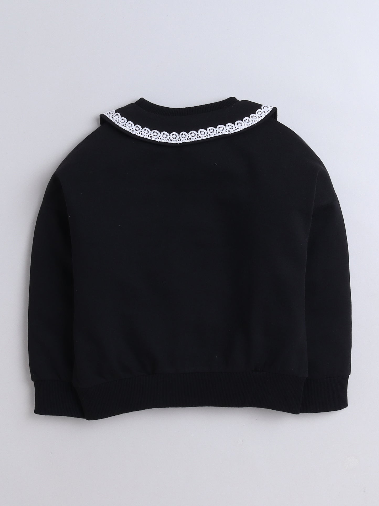 Cotton Terry Full Sleeves Lace Embellished Sweatshirt