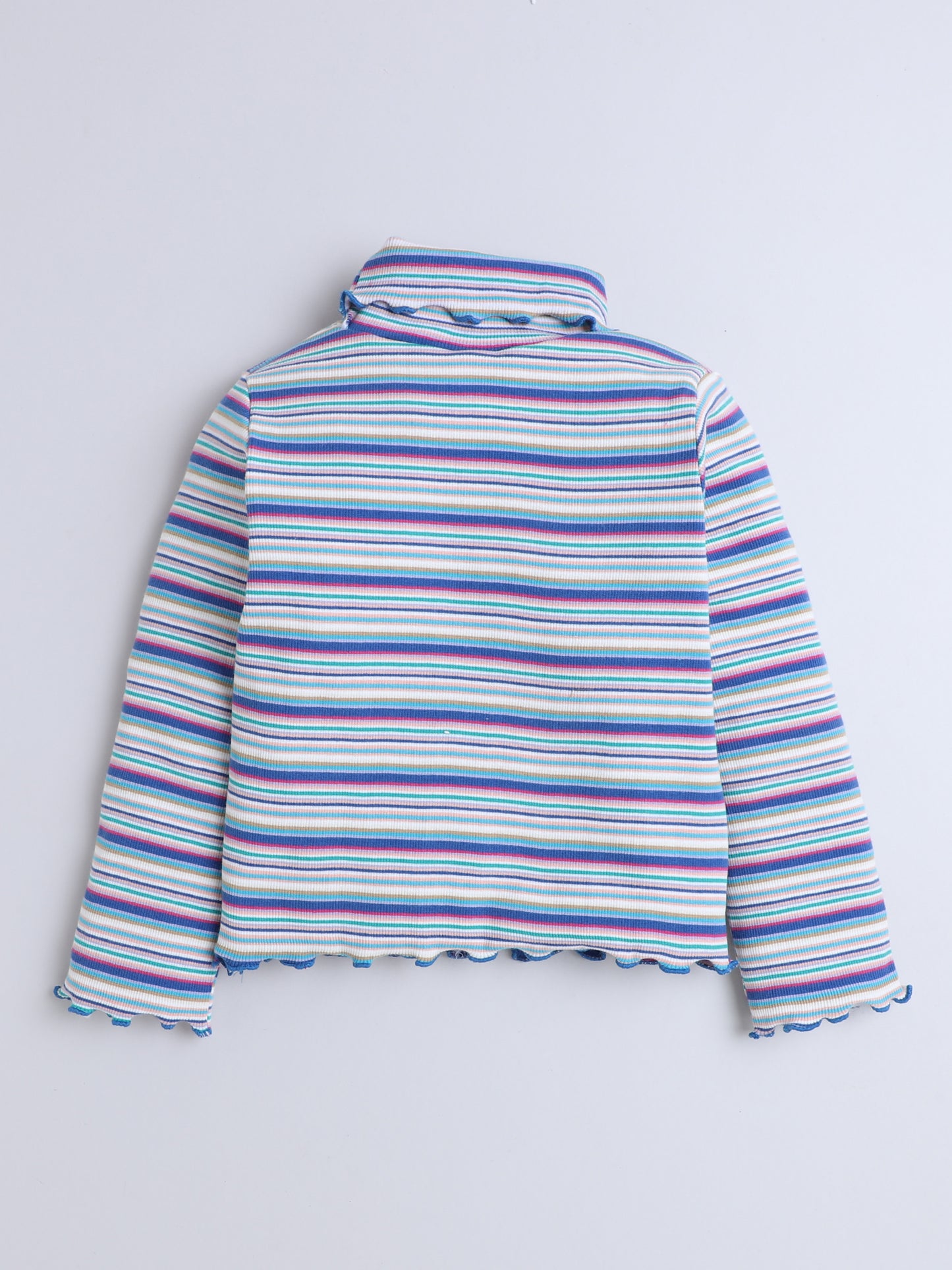Ribbed Full Sleeves High Neck T-shirt