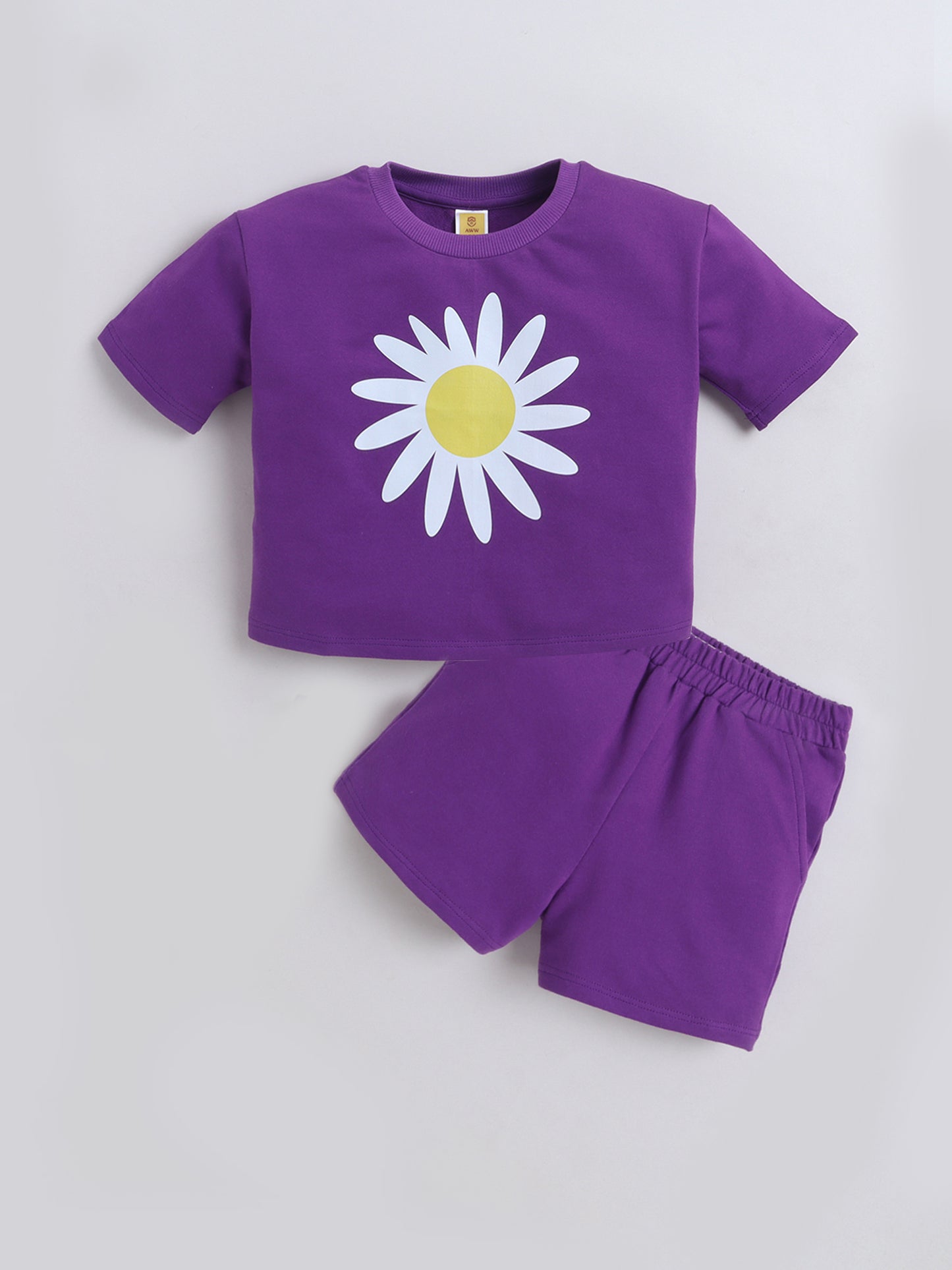 Cotton Terry Half Sleeves Loss Fit T-shirt With Shorts Co Ords