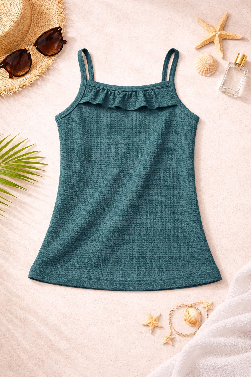 Soft Ribbed Knit Fabric Sleeveless Camisole Style Top
