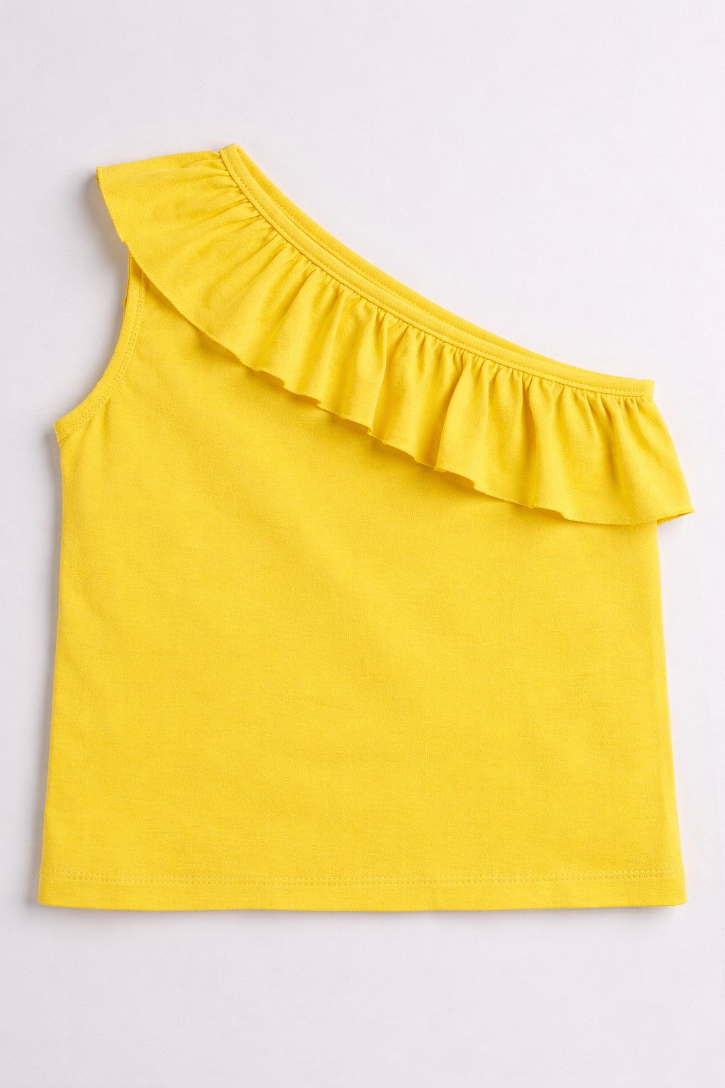 100% Cotton Jersey One Shoulder Frill Collar Top