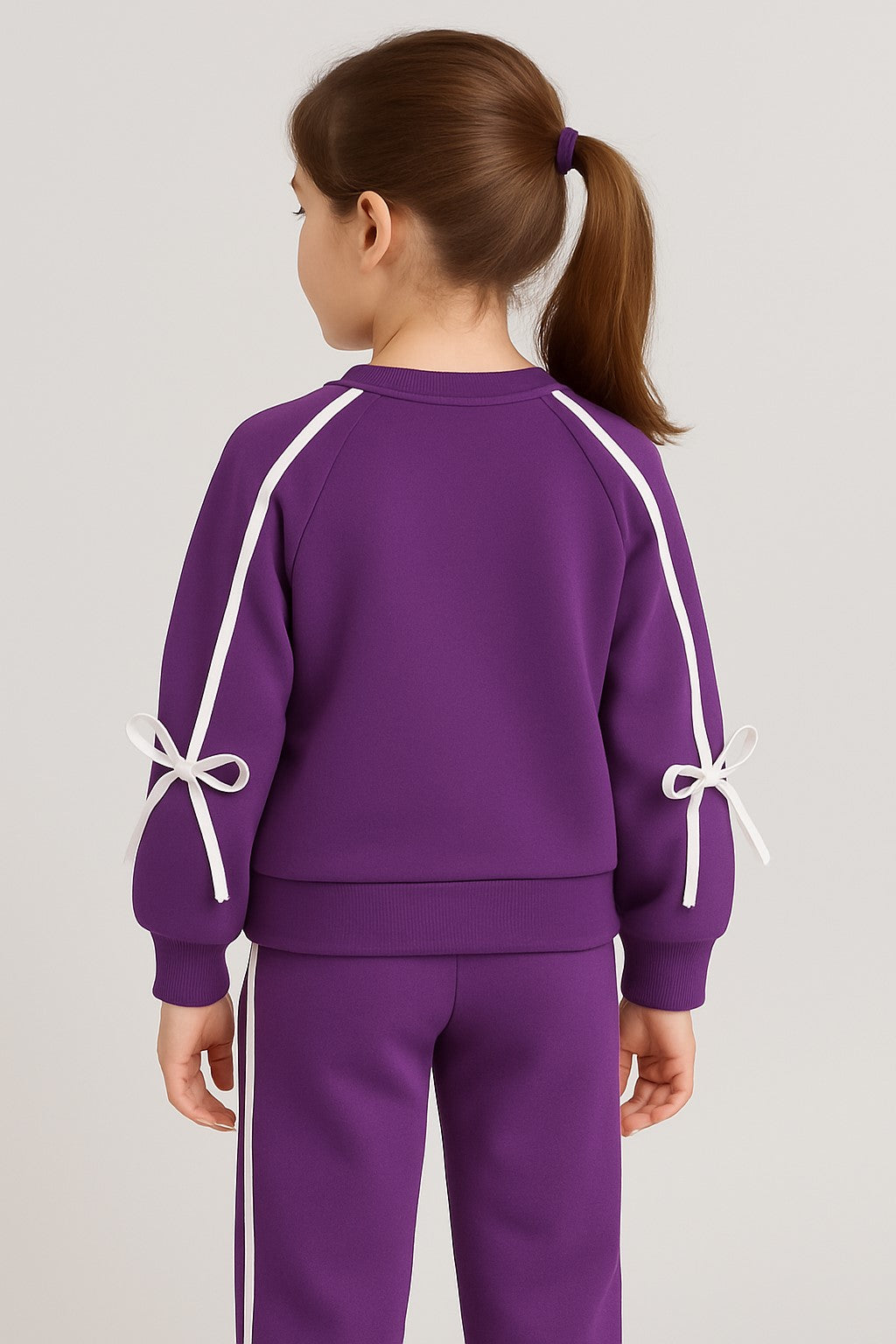 Cotton Terry Full Sleeves Side White Stripe Jogger Set