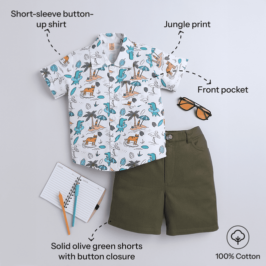 Boys Printed Shirt & Short Set – Stylish Casual Outfit - Pure, Chemical-Free Kidswear