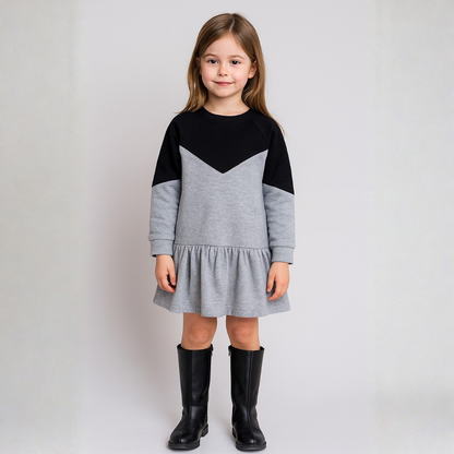 Terry cotton Full Sleeves Double Color Dress