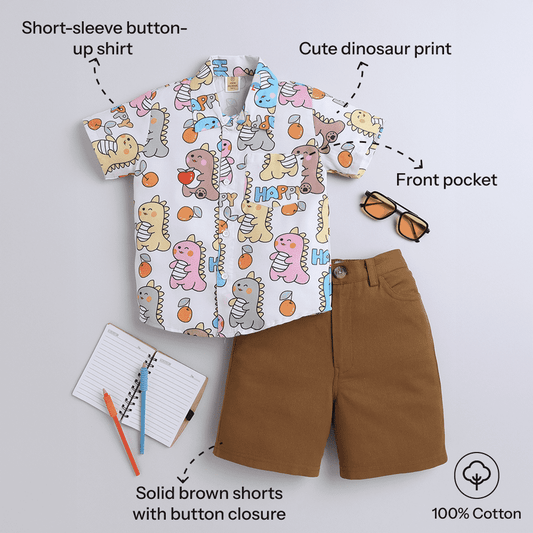 Boys Printed Shirt & Short Set – Stylish Casual Outfit - Pure, Chemical-Free Kidswear