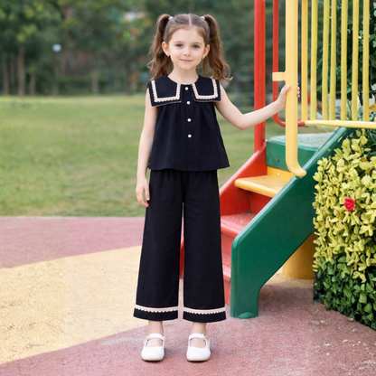 Aww Hunnie Cotton Slub Sleeveless With Bottom Co Ords Set