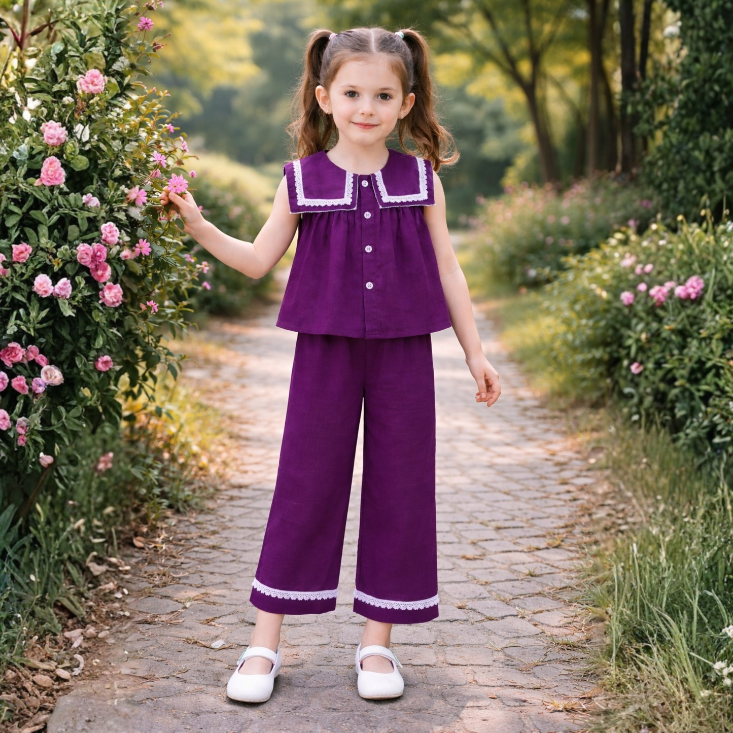 Aww Hunnie Cotton Slub Sleeveless With Bottom Co Ords Set