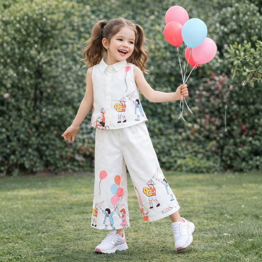 Aww Hunnie Cotton Slub Sleeveless With Bottom Co Ords Set