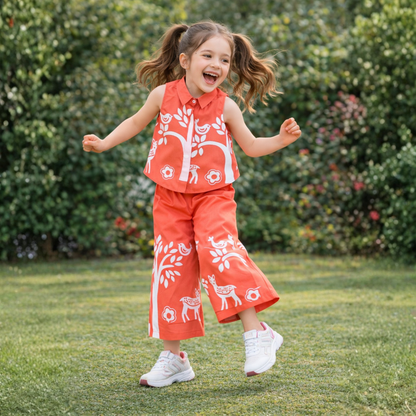 Aww Hunnie Cotton Slub Sleeveless With Bottom Co Ords Set