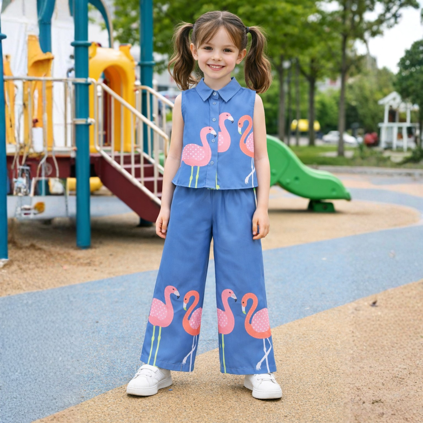 Aww Hunnie Cotton Slub Sleeveless With Bottom Co Ords Set