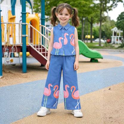Aww Hunnie Cotton Slub Sleeveless With Bottom Co Ords Set
