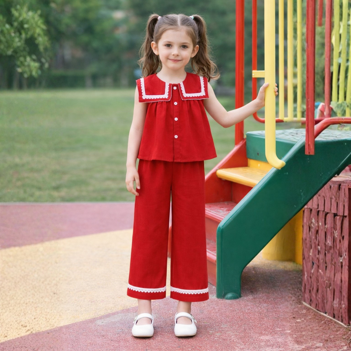 Aww Hunnie Cotton Slub Sleeveless With Bottom Co Ords Set