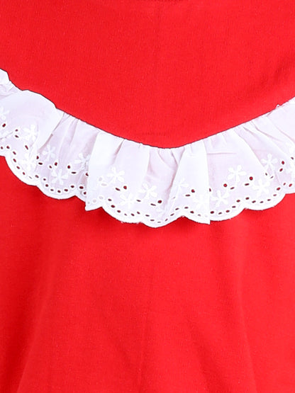 Full Sleeves Frill Detailed & Lace Embellished Autumn Winter Wear Sweatshirt With Side Pockets Lower