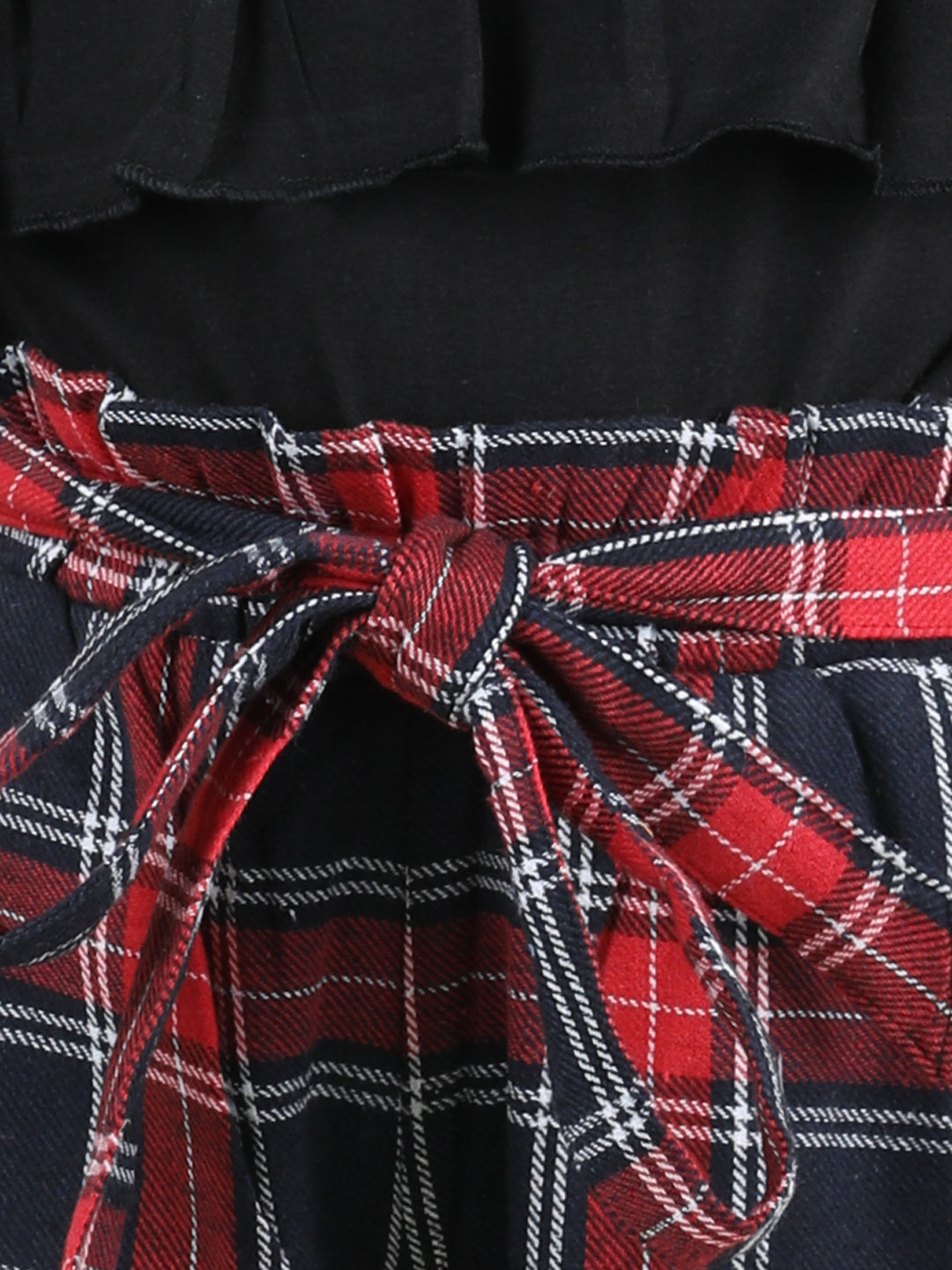 Full Sleeves Layered Frill Detailed Top With Plaid Checked Side Pockets Woollen Pant