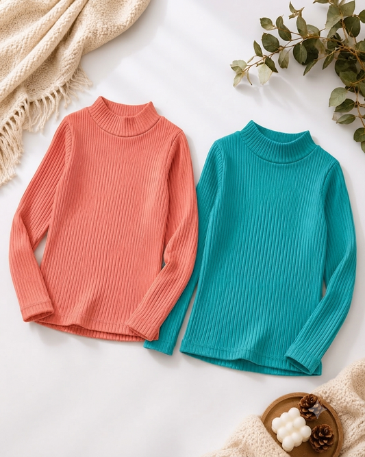 Aww Hunnie Woollen Full Sleeves High Neck T-shirts Pack Of 2