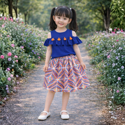 Cotton Sinker Off Shoulder Top With Skirt