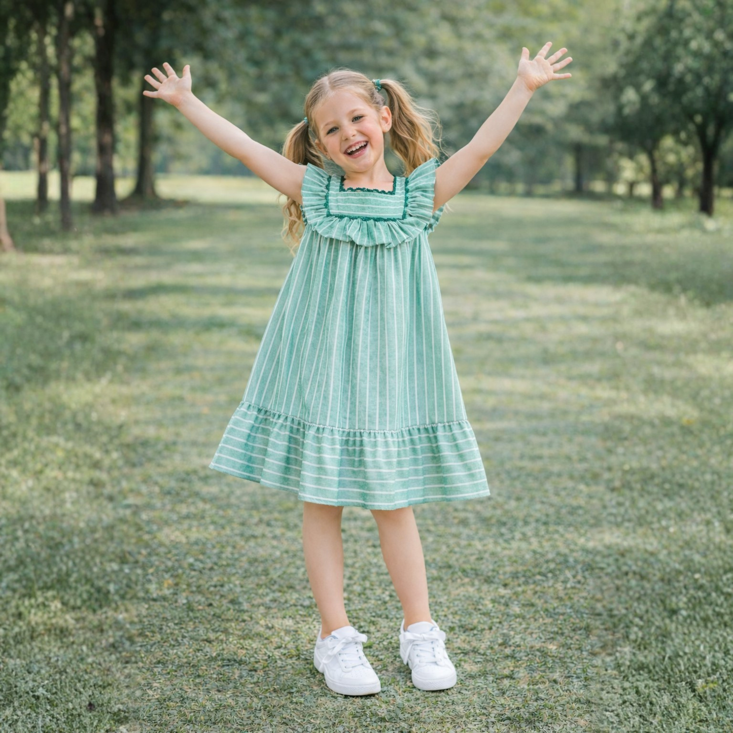 Cotton Sleeve less Striped Lace detailed Yog Dress
