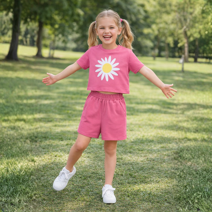 Cotton Terry Half Sleeves Loss Fit T-shirt With Shorts Co Ords
