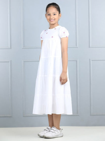 Girls Cotton Embroidered A-Line Tiered Dress [ TEST PRODUCT ]
