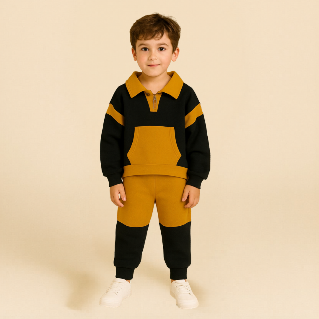Cotton Fleece Full Sleeves Collar Zip Sweat shirt Jogger Set