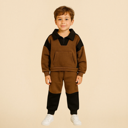 Cotton Fleece Full Sleeves Collar Zip Sweat shirt Jogger Set