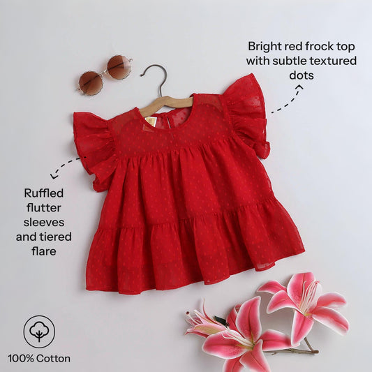 Aww Hunnie Georgette Butti Lyred Top - Pure, Chemical-Free Kidswear