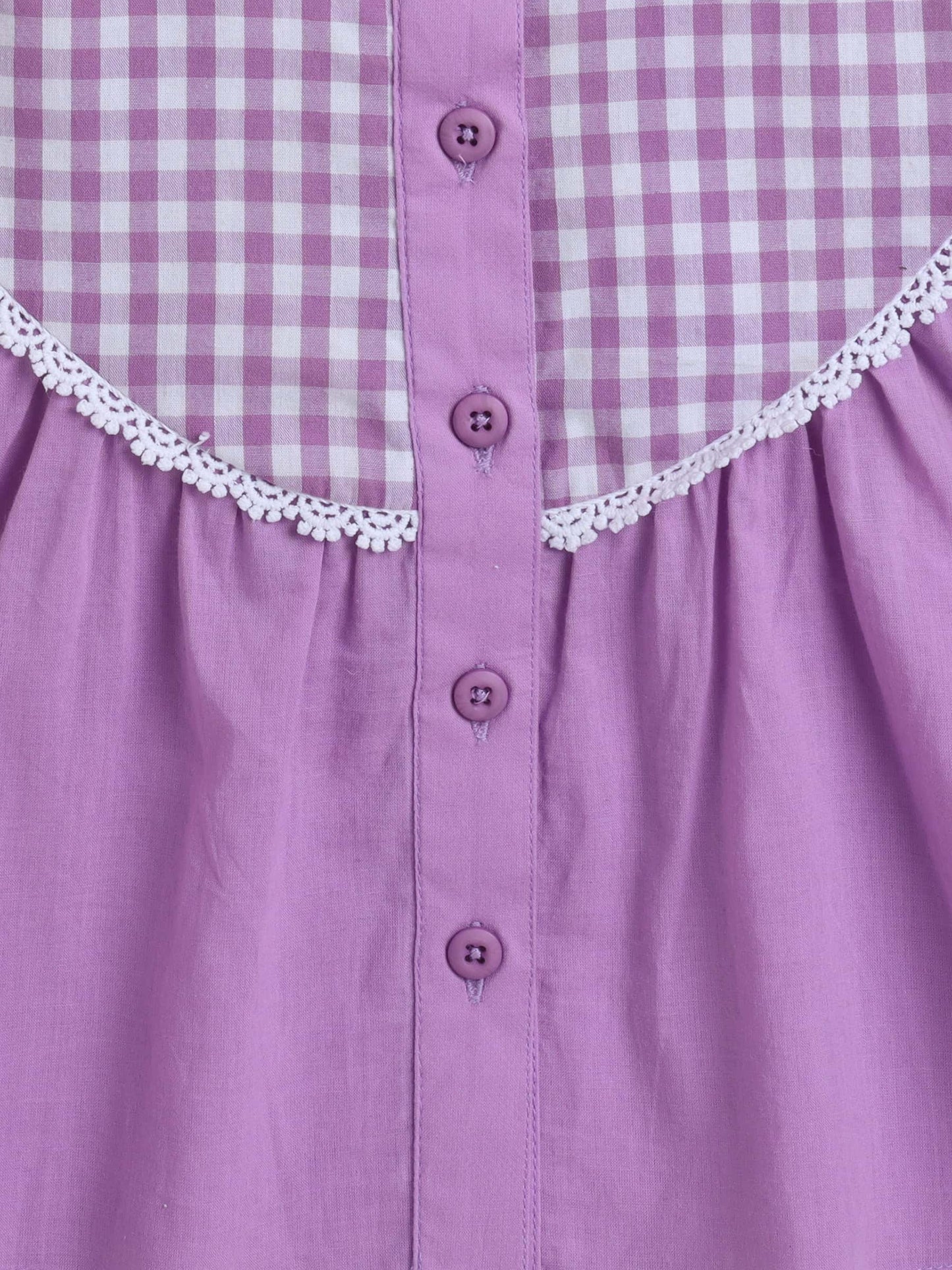 Aww Hunnie Check Yog Front Button 100% Cotton Top - Pure, Chemical-Free Kidswear