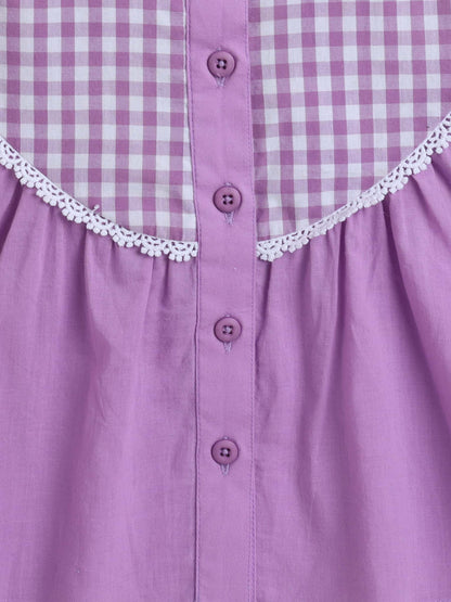 Aww Hunnie Check Yog Front Button 100% Cotton Top - Pure, Chemical-Free Kidswear