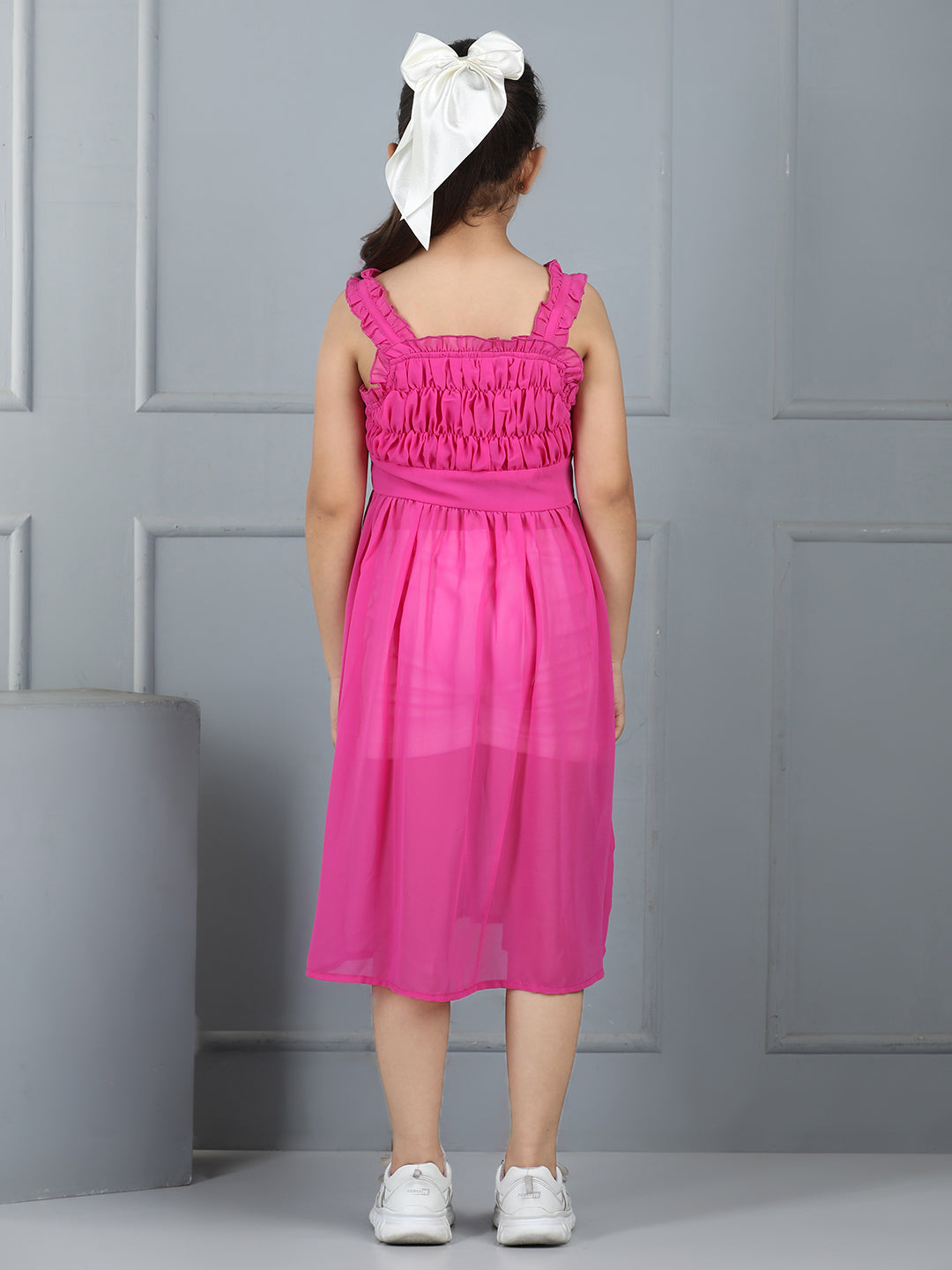 Aww Hunnie Georgette Sleeveless Top & Cotton Twill Shorts Set – Premium Kidswear, Calf-Length Chic