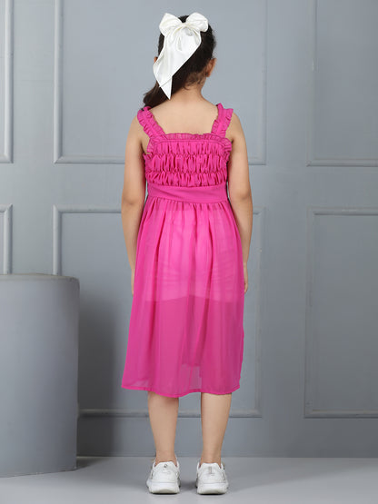 Aww Hunnie Georgette Sleeveless Top & Cotton Twill Shorts Set – Premium Kidswear, Calf-Length Chic