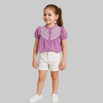 Aww Hunnie Cotton Half Sleeves Top With Shorts