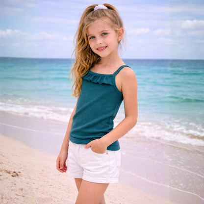 Soft Ribbed Knit Fabric Sleeveless Camisole Style Top
