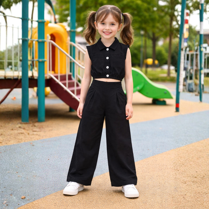 Aww Hunnnie Cotton Sleeveless Crop Top With Pants Co Ords Set