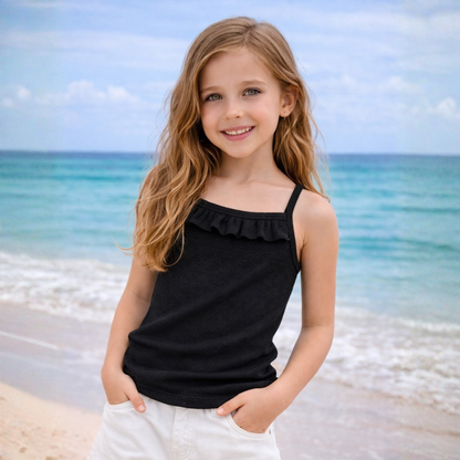 Soft Ribbed Knit Fabric Sleeveless Camisole Style Top