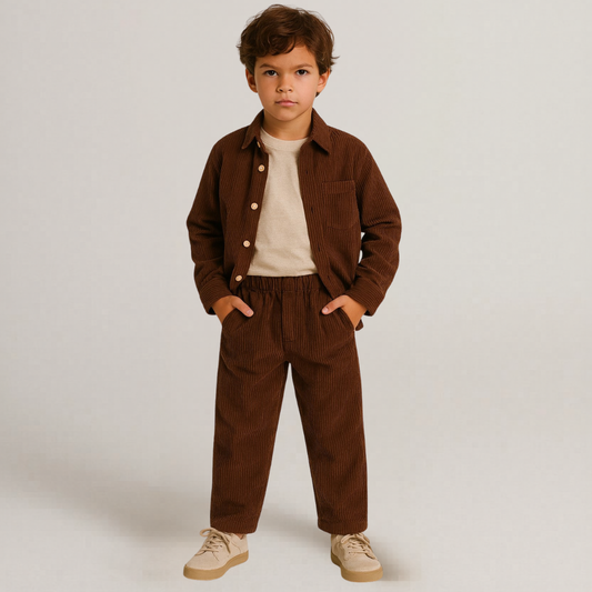 Cordoury Fabric Full Sleeves Shirt With Trouser And Half Sleeves T-shirt