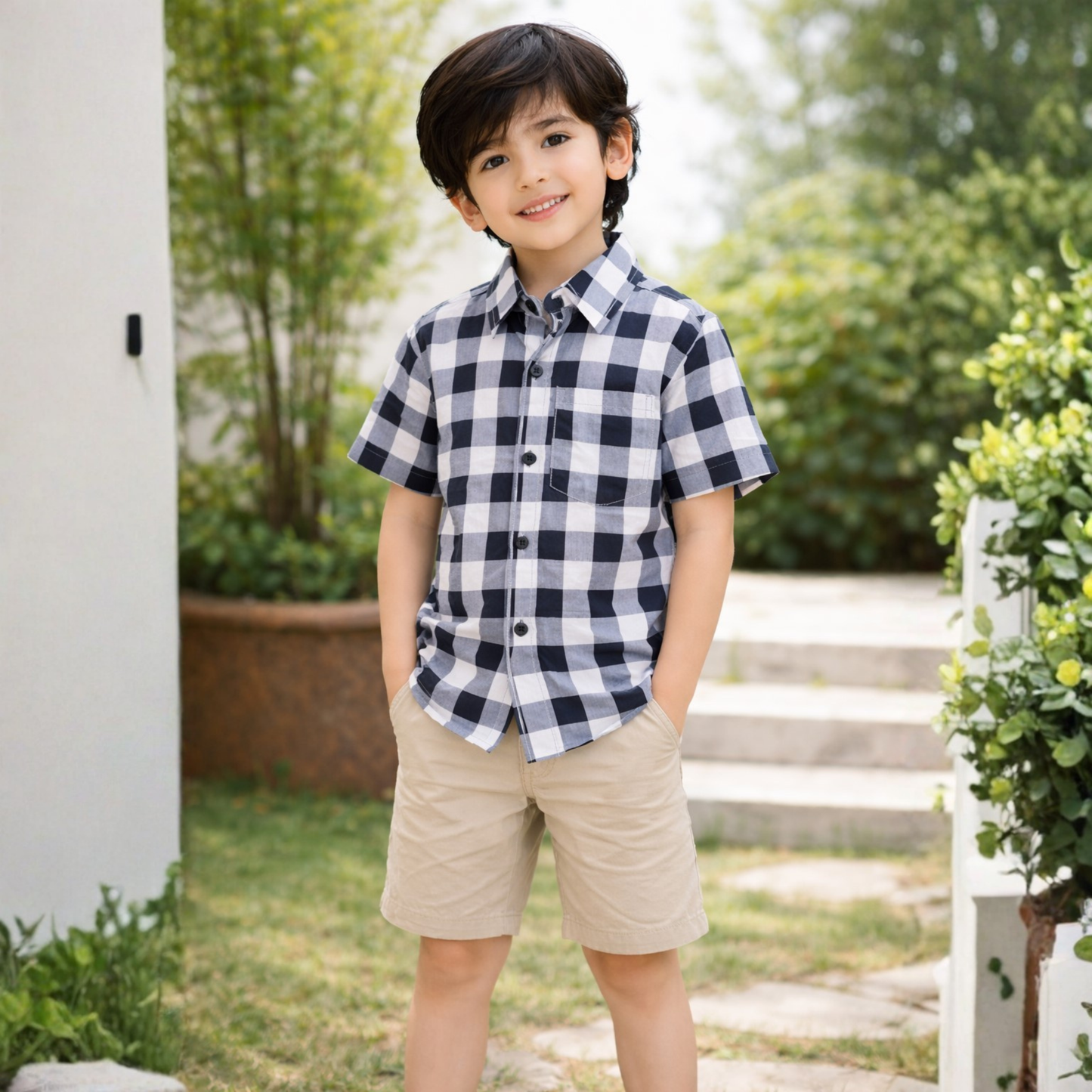 100% Cotton Half Sleeves Check Shirt