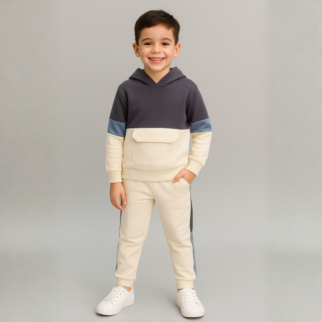 Cotton Terry Full Sleeves Huddy Front Pocket Jogger Set