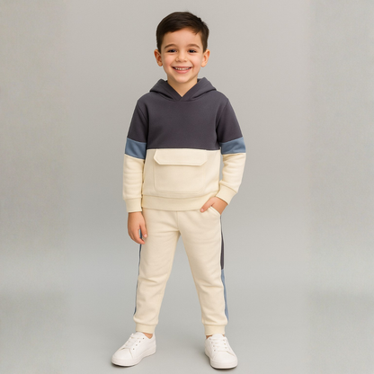 Cotton Terry Full Sleeves Huddy Front Pocket Jogger Set