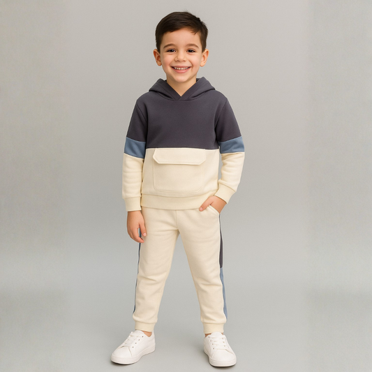 Cotton Terry Full Sleeves Huddy Front Pocket Jogger Set
