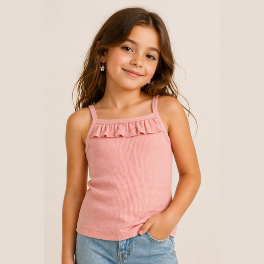 Soft Ribbed Knit Fabric Sleeveless Camisole Style Top