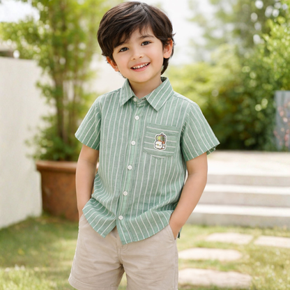 100% Cotton Half Sleeves stripes Shirt