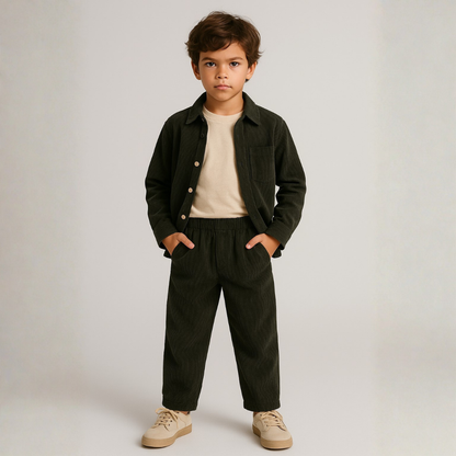 Cordoury Fabric Full Sleeves Shirt With Trouser And Half Sleeves T-shirt