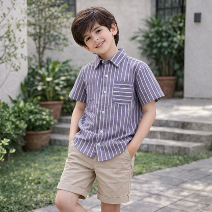100% Cotton Half Sleeves stripes Shirt