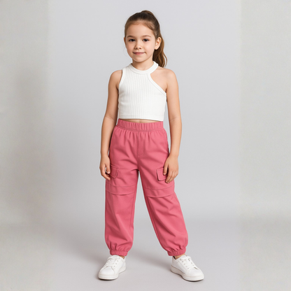 Aww hunnie Ribbed Sleeveless Crop Top with Cargo Pants
