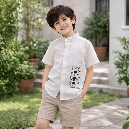 Cotton Slub Half Sleeves Printed Bhoom Shirt